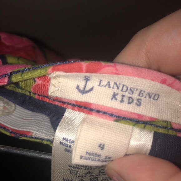Lands End Kids Floral Print Skort Size 4 Red & Pink Blossom Design - Picture 4 of 5